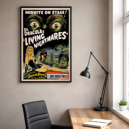 Dr. Dracula's Living Nightmares 1950s Spook Show Horror Poster