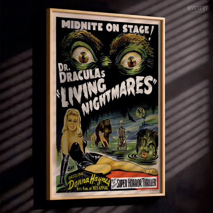 Dr. Dracula's Living Nightmares 1950s Spook Show Horror Poster