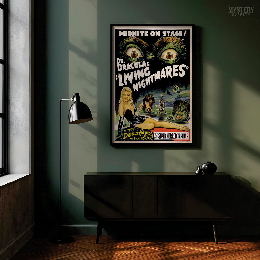 Dr. Dracula's Living Nightmares 1950s Spook Show Horror Poster