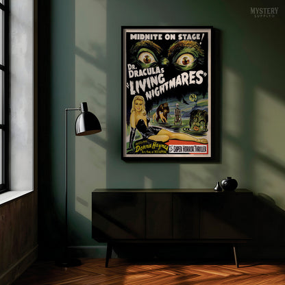 Dr. Dracula's Living Nightmares 1950s Spook Show Horror Poster