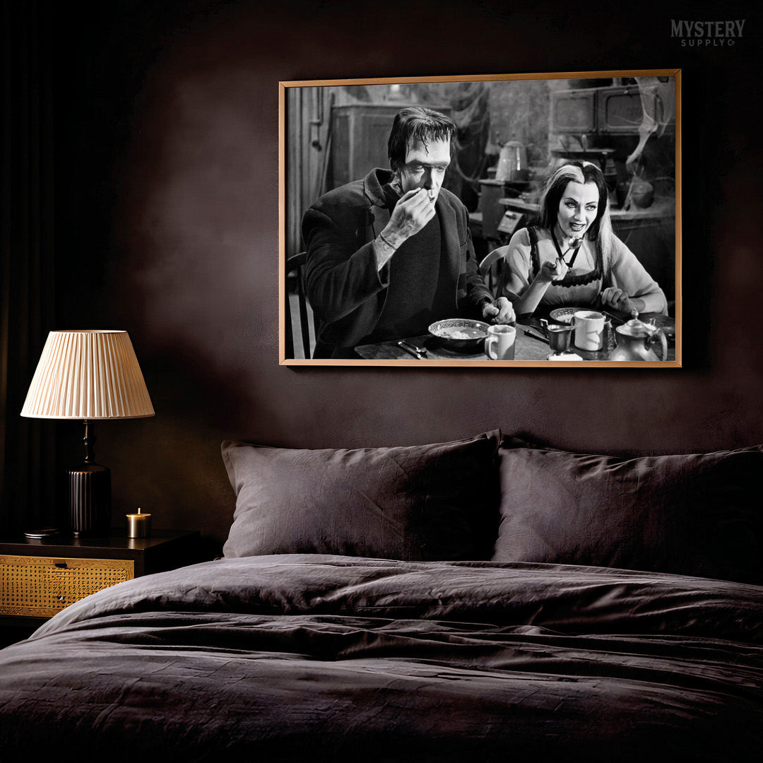 Herman and Lily Munster Monster Couple Eating Photo