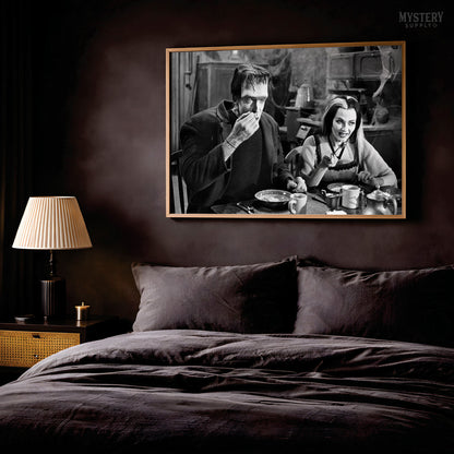 Herman and Lily Munster Monster Couple Eating Photo