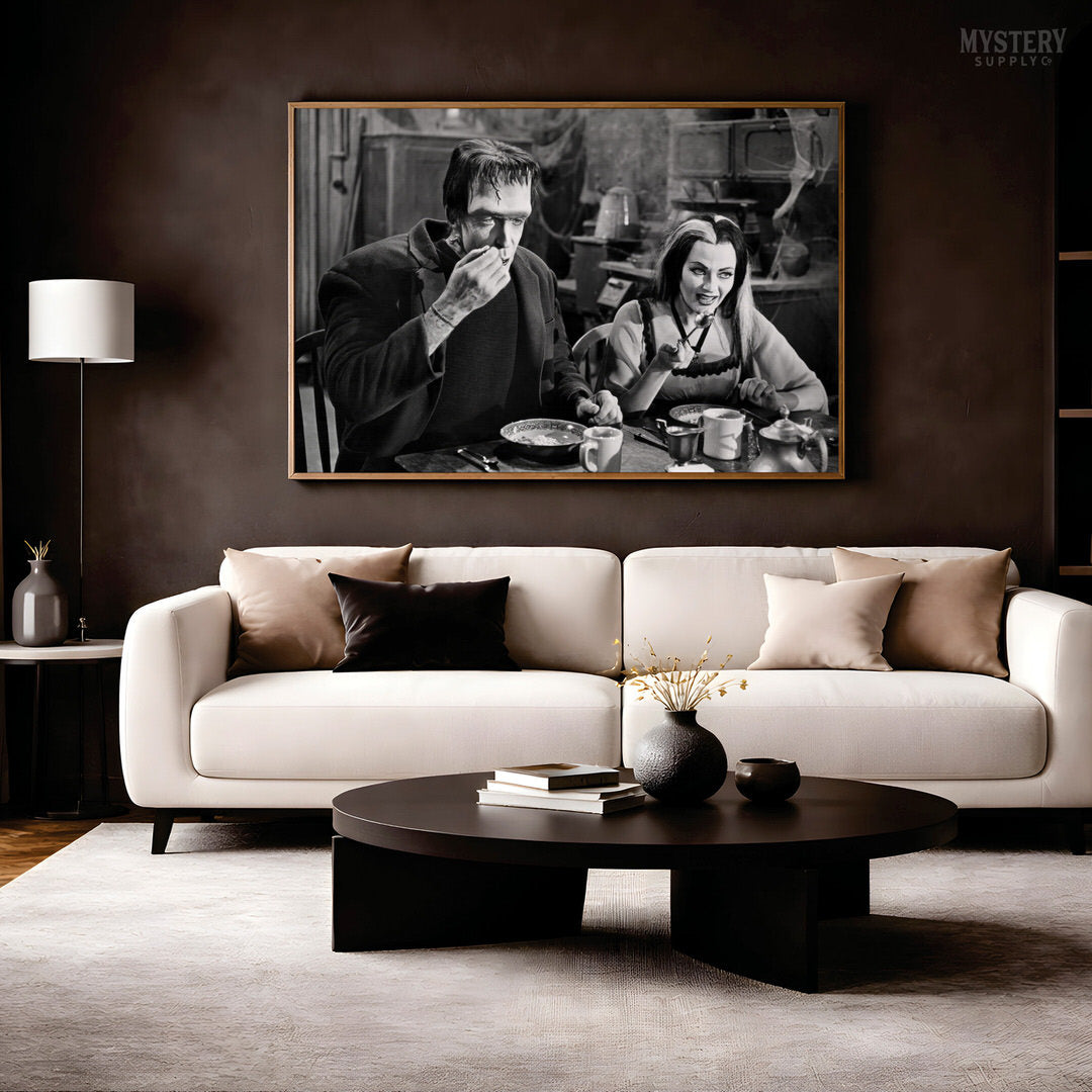 Herman and Lily Munster Monster Couple Eating Photo