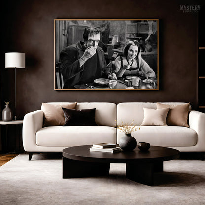 Herman and Lily Munster Monster Couple Eating Photo