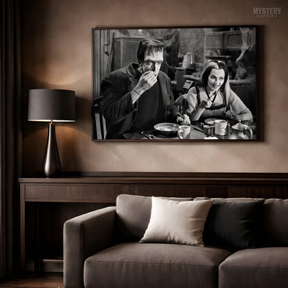Herman and Lily Munster Monster Couple Eating Photo
