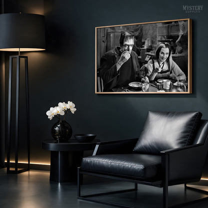 Herman and Lily Munster Monster Couple Eating Photo