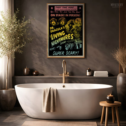 Dr. Dracula's Living Nightmares Show 1960s Horror Show Poster