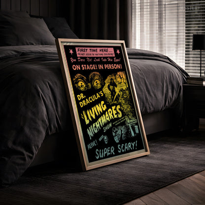 Dr. Dracula's Living Nightmares Show 1960s Horror Show Poster