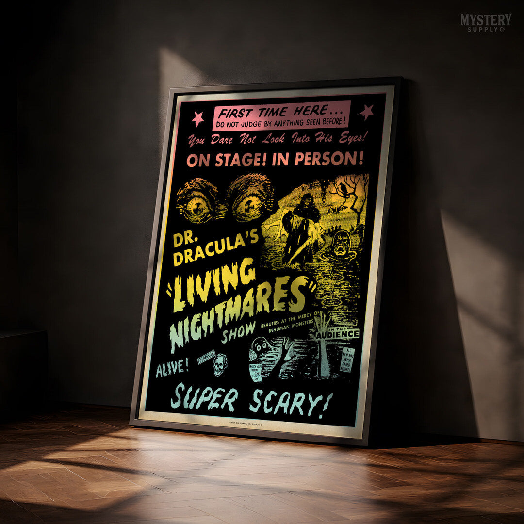 Dr. Dracula's Living Nightmares Show 1960s Horror Show Poster
