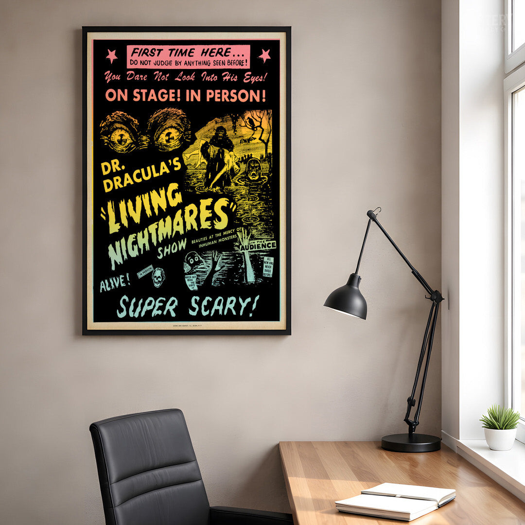 Dr. Dracula's Living Nightmares Show 1960s Horror Show Poster
