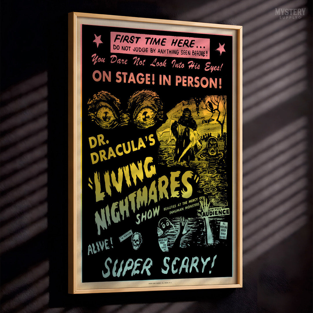 Dr. Dracula's Living Nightmares Show 1960s Horror Show Poster