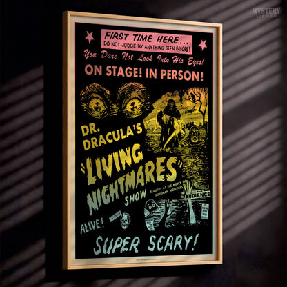 Dr. Dracula's Living Nightmares Show 1960s Horror Show Poster