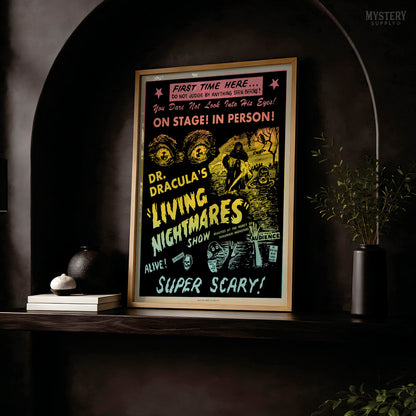 Dr. Dracula's Living Nightmares Show 1960s Horror Show Poster