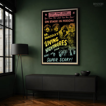 Dr. Dracula's Living Nightmares Show 1960s Horror Show Poster