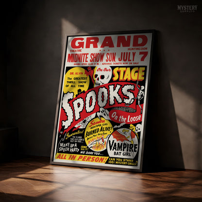 Spooks on the Loose 1950s Ghost Show Poster