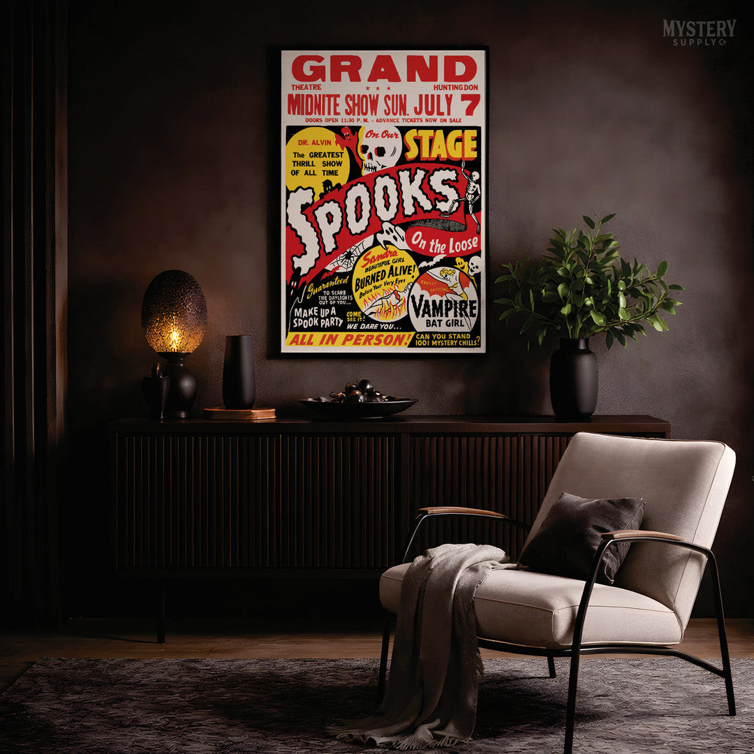 Spooks on the Loose 1950s Ghost Show Poster