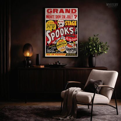 Spooks on the Loose 1950s Ghost Show Poster