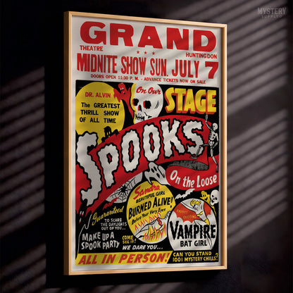 Spooks on the Loose 1950s Ghost Show Poster