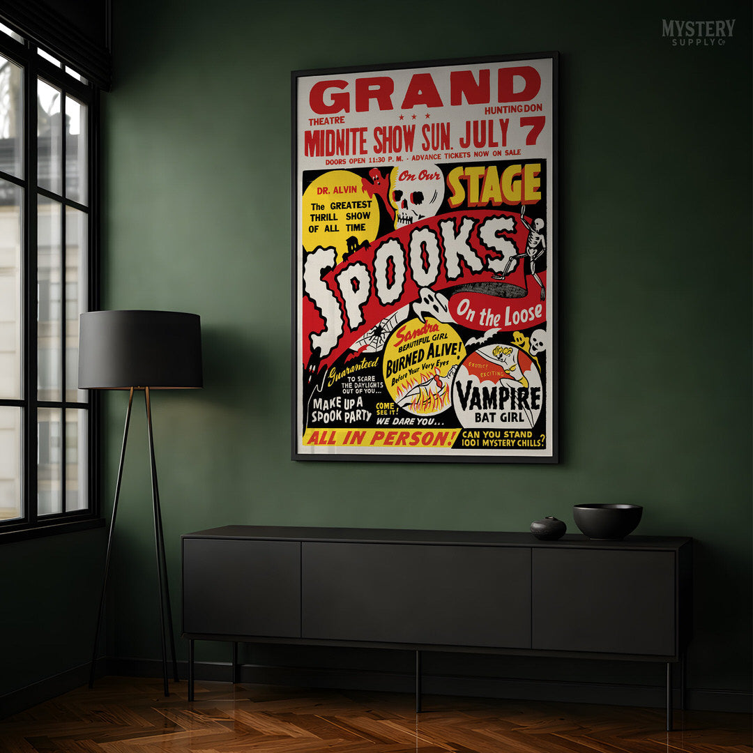 Spooks on the Loose 1950s Ghost Show Poster