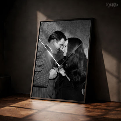 Morticia Addams and Gomez Fencing Photo