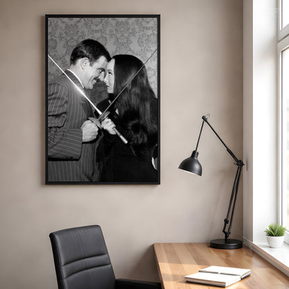 Morticia Addams and Gomez Fencing Photo