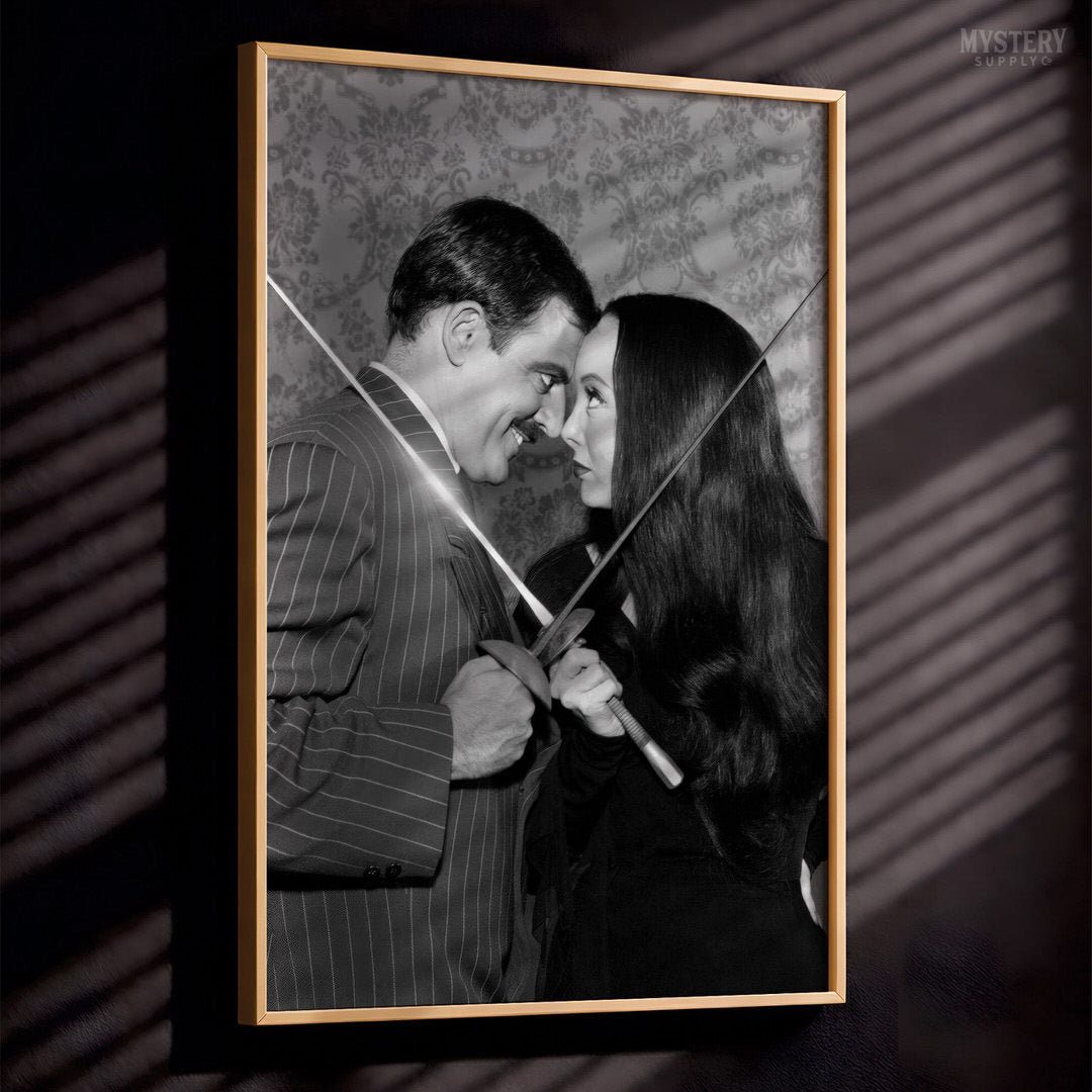 Morticia Addams and Gomez Fencing Photo