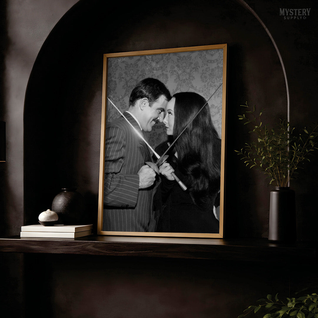 Morticia Addams and Gomez Fencing Photo
