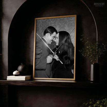 Morticia Addams and Gomez Fencing Photo