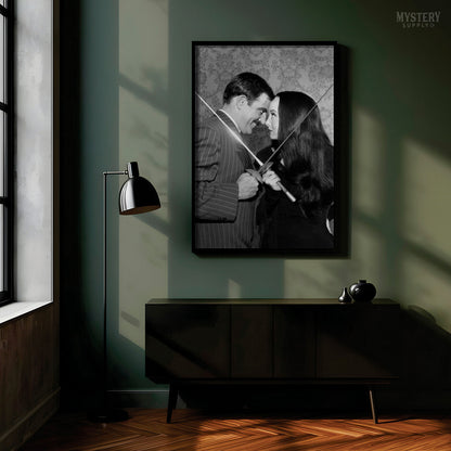 Morticia Addams and Gomez Fencing Photo