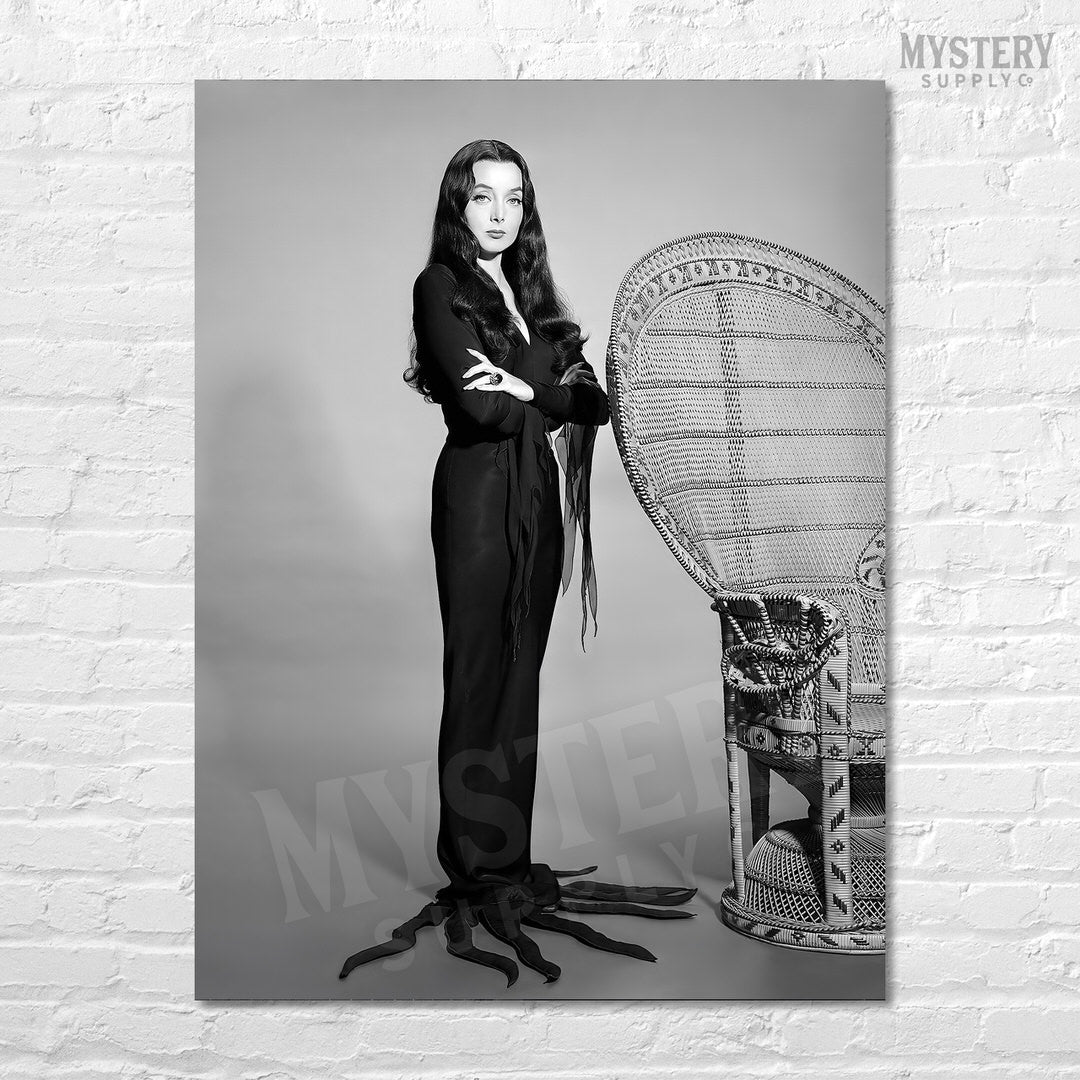 Morticia Addams Carolyn Jones 1960s Vintage Addams Family Witch Photo wall decor art print from Mystery Supply Co. @mysterysupplyco