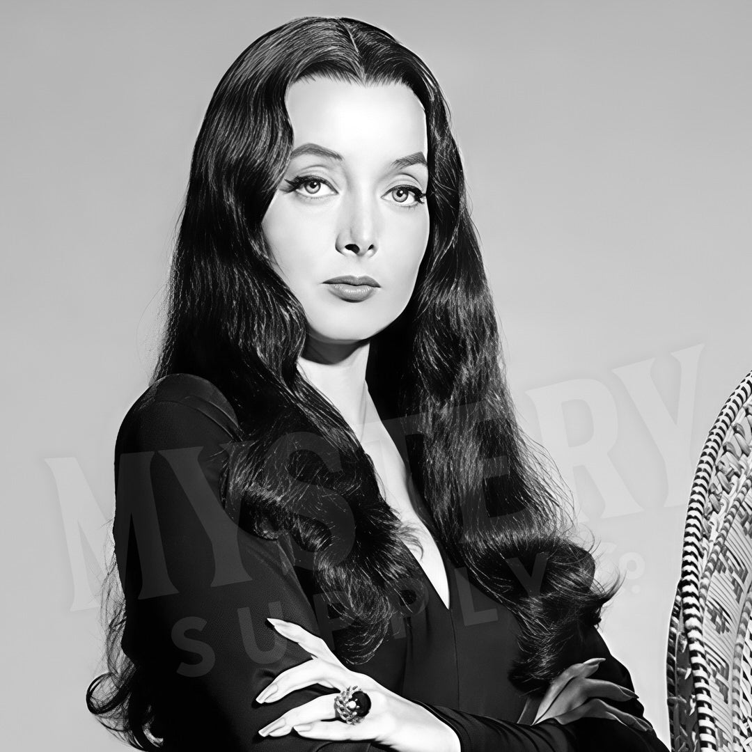 Morticia Addams Carolyn Jones 1960s Vintage Addams Family Witch Photo wall decor art print from Mystery Supply Co. @mysterysupplyco