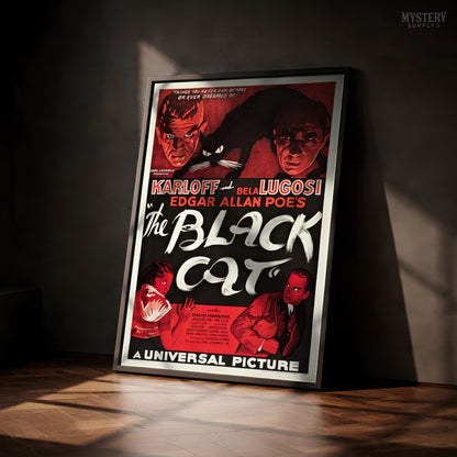 Vintage movie poster for 'The Black Cat' with classic horror imagery. From Mystery Supply Co.