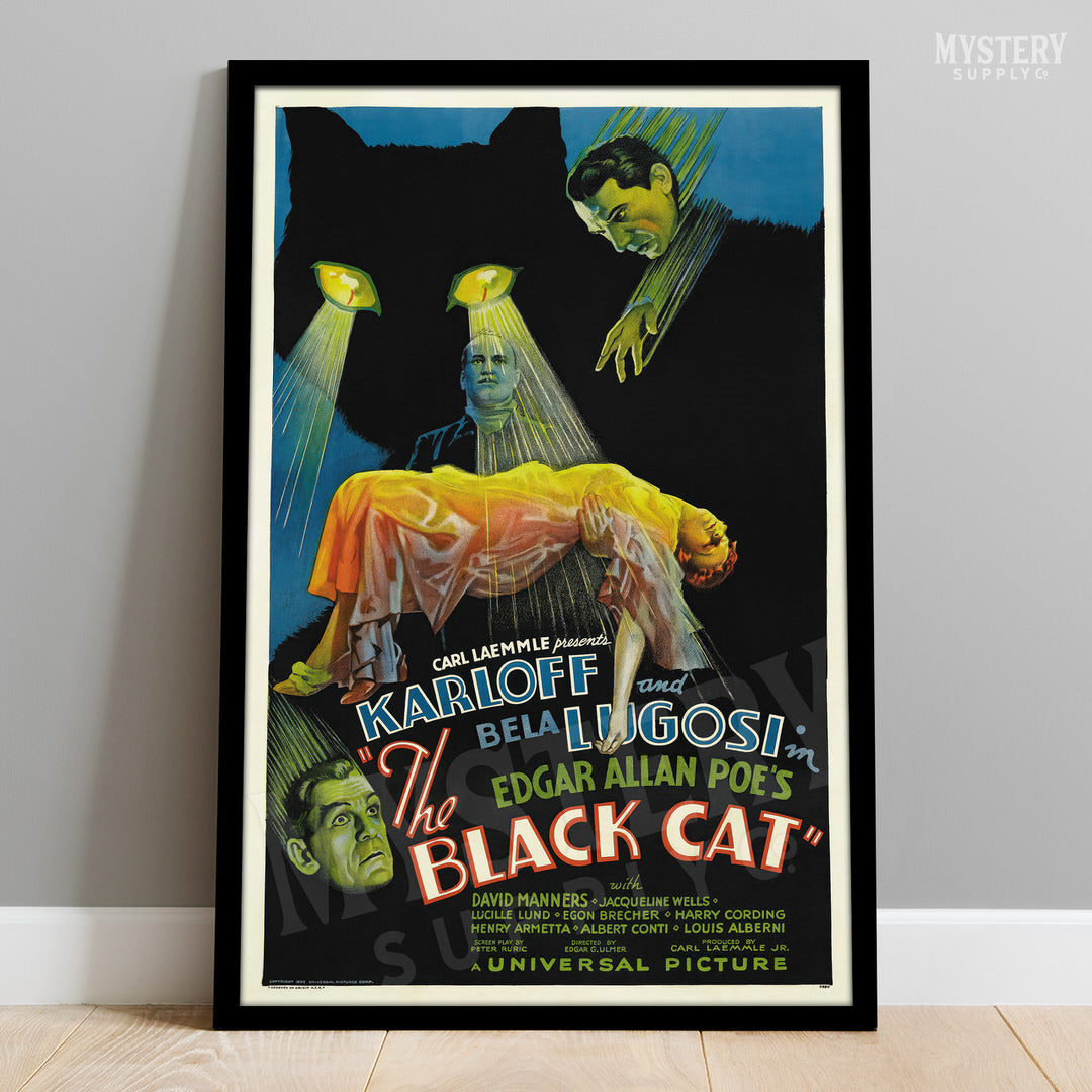The Black Cat 1934 Vintage Horror Movie Poster wall decor art print from Mystery Supply Co. @mysterysupplyco