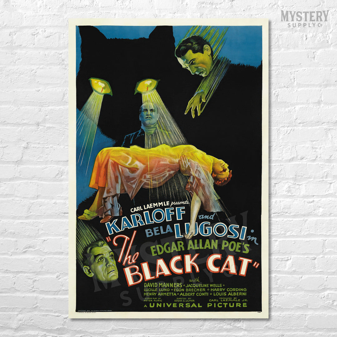 The Black Cat 1934 Vintage Horror Movie Poster wall decor art print from Mystery Supply Co. @mysterysupplyco