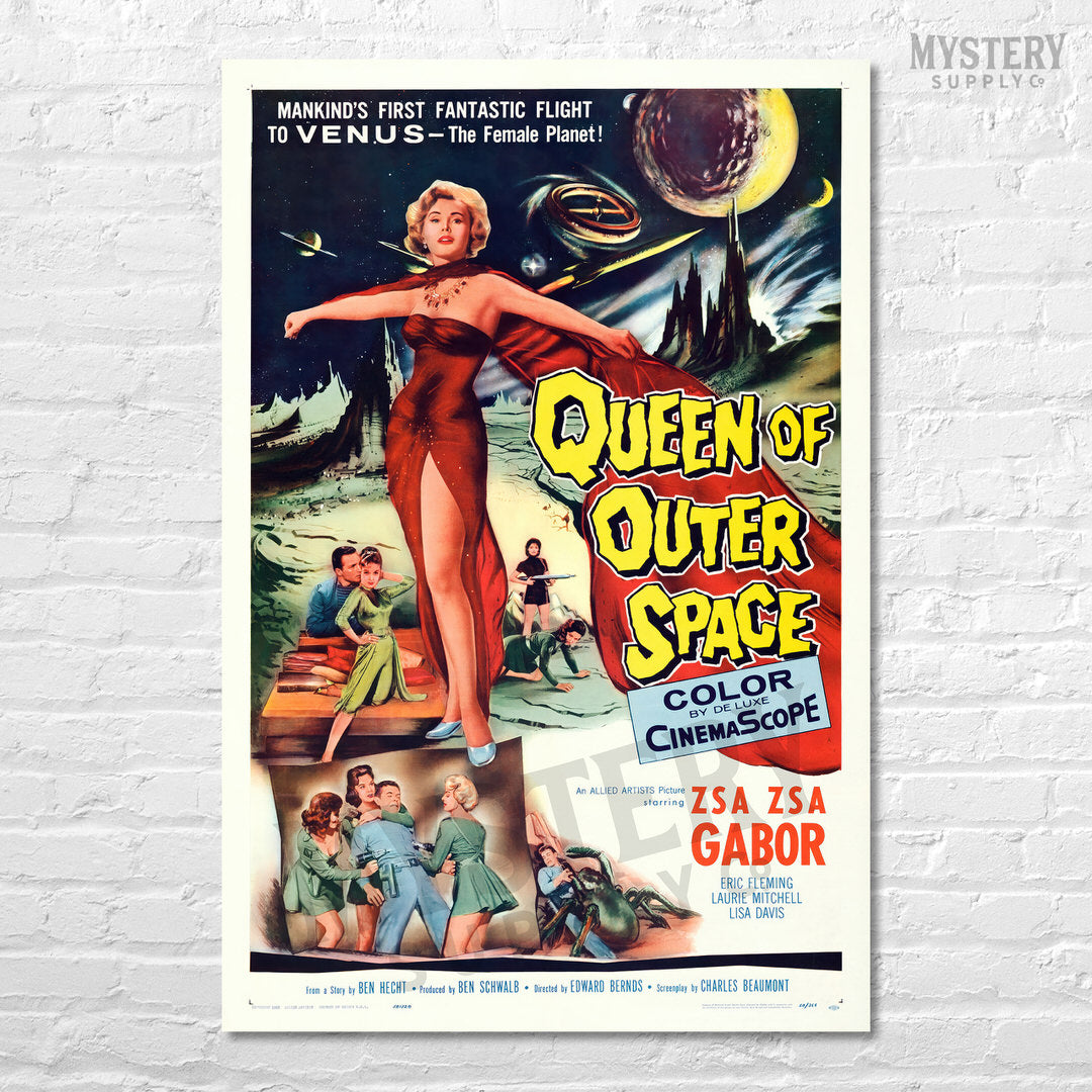 Queen of Outer Space Sci-Fi Movie Poster 1958 wall decor art print from Mystery Supply Co. @mysterysupplyco