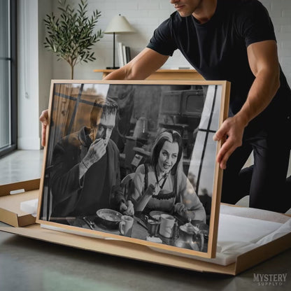 Herman and Lily Munster Monster Couple Eating Photo