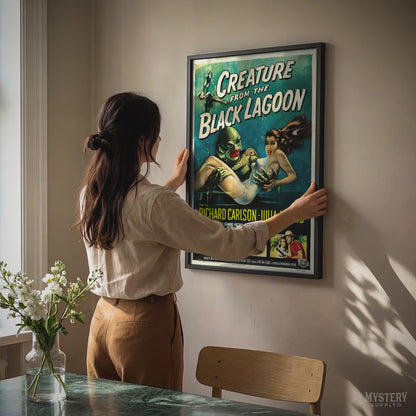 Creature from the Black Lagoon 1954 vintage horror monster movie poster reproduction from Mystery Supply Co. @mysterysupplyco