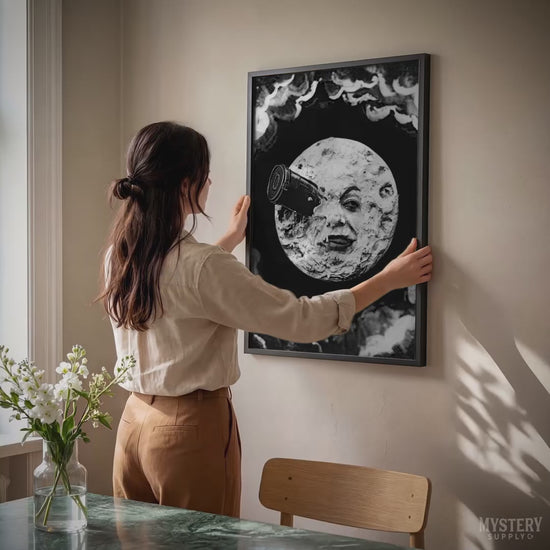A Trip to the Moon 1902 Sci-Fi Movie Art Print wall decor art print from Mystery Supply Co. @mysterysupplyco