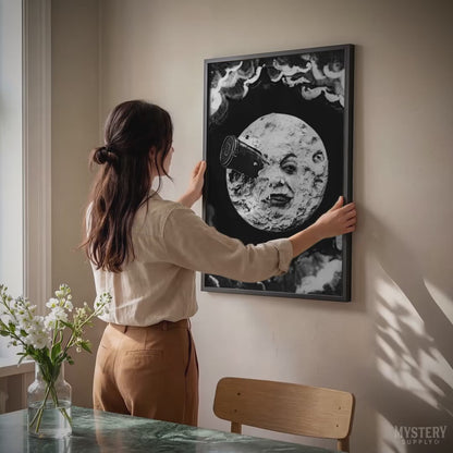 A Trip to the Moon 1902 Sci-Fi Movie Art Print wall decor art print from Mystery Supply Co. @mysterysupplyco