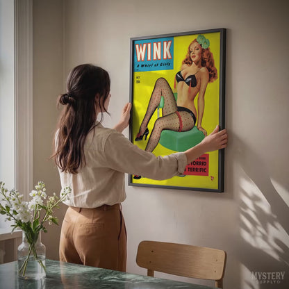 Wink Magazine - Oct 1951 Vintage Pinup Lingerie Pulp Poster / Wall Art Print