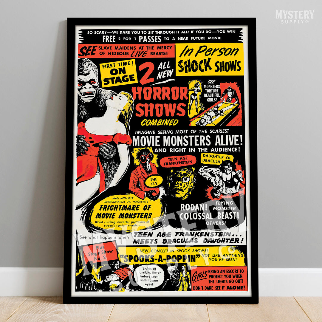 Dr. Macabres Frightmare of Movie Monsters 1950s vintage horror monster shock show poster reproduction from Mystery Supply Co. @mysterysupplyco