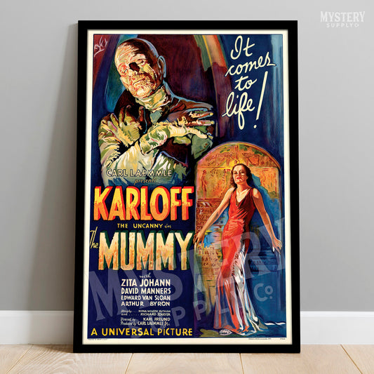 The Mummy 1932 vintage Boris Karloff horror monster movie poster reproduction from Mystery Supply Co. @mysterysupplyco