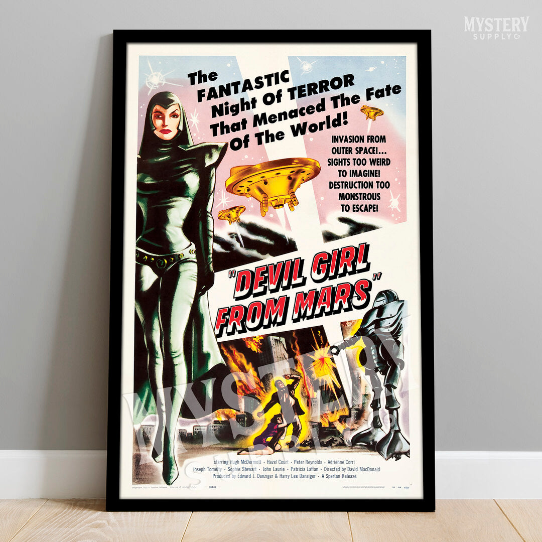 Devil Girl From Mars 1955 vintage science fiction robot alien ufo flying saucer movie poster reproduction from Mystery Supply Co. @mysterysupplyco