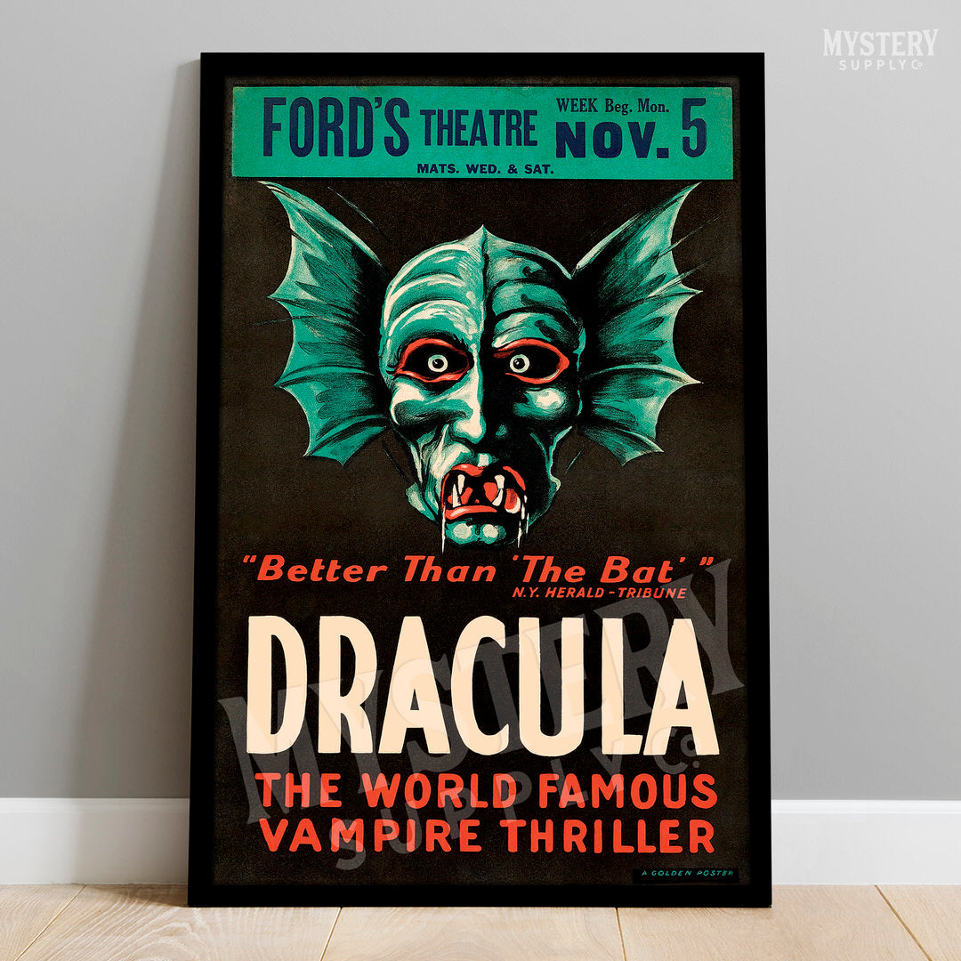 Dracula 1928 vintage horror vampire monster movie poster reproduction from Mystery Supply Co. @mysterysupplyco