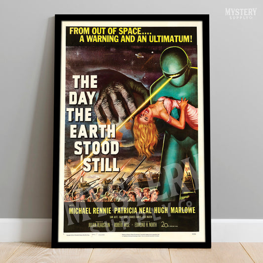 The Day the Earth Stood Still 1951 vintage science fiction robot movie poster reproduction from Mystery Supply Co. @mysterysupplyco