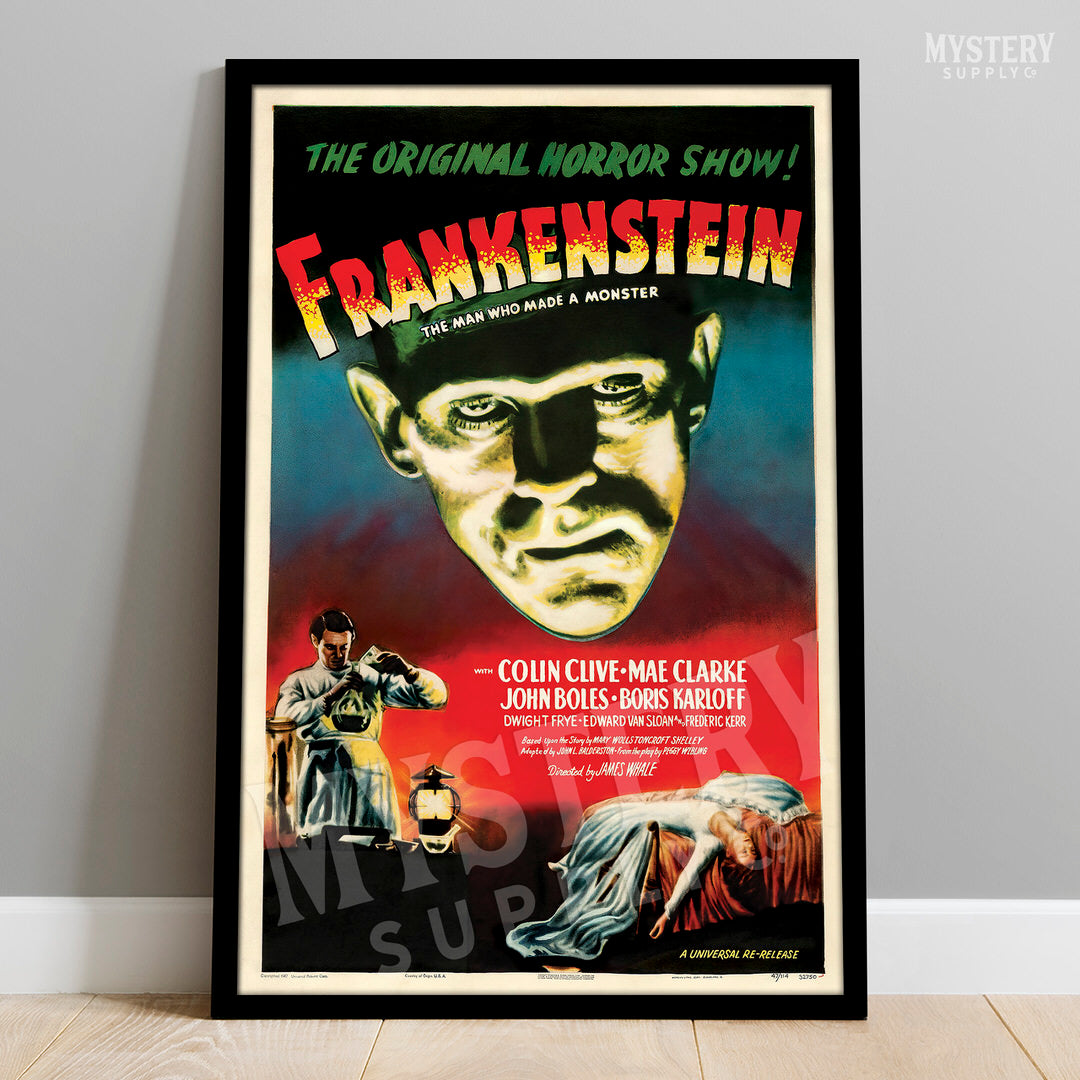 Frankenstein 1947 vintage horror monster movie poster reproduction from Mystery Supply Co. @mysterysupplyco