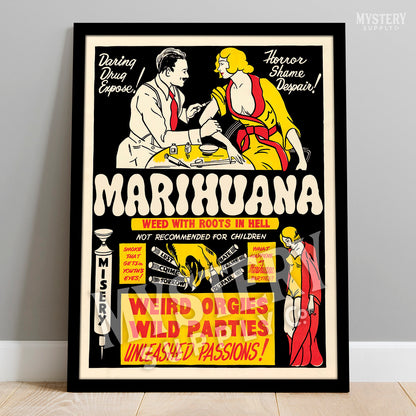 Marihuana 1936 vintage marijuana reefer weed cannabis exploitation movie poster reproduction from Mystery Supply Co. @mysterysupplyco