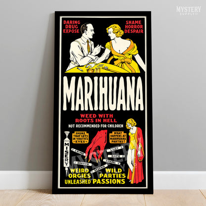 Marihuana 1936 vintage marijuana reefer weed cannabis exploitation movie poster reproduction from Mystery Supply Co. @mysterysupplyco