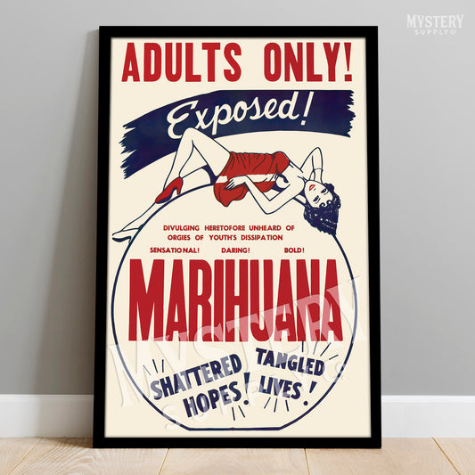 Marihuana Exposed 1936 vintage marijuana weed cannabis exploitation movie poster reproduction from Mystery Supply Co. @mysterysupplyco