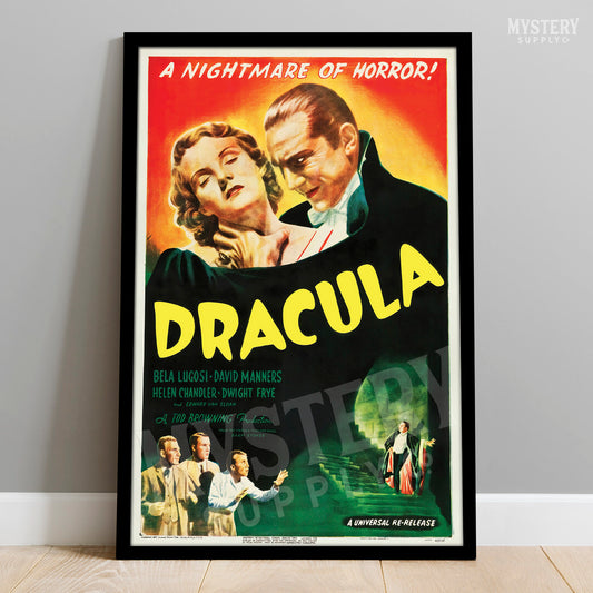 Dracula 1947 vintage horror Bela Lugosi vampire monster movie poster reproduction from Mystery Supply Co. @mysterysupplyco